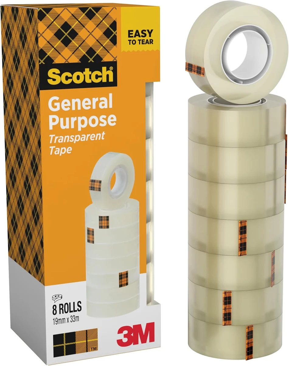 Scotch transparente, 8 rollos