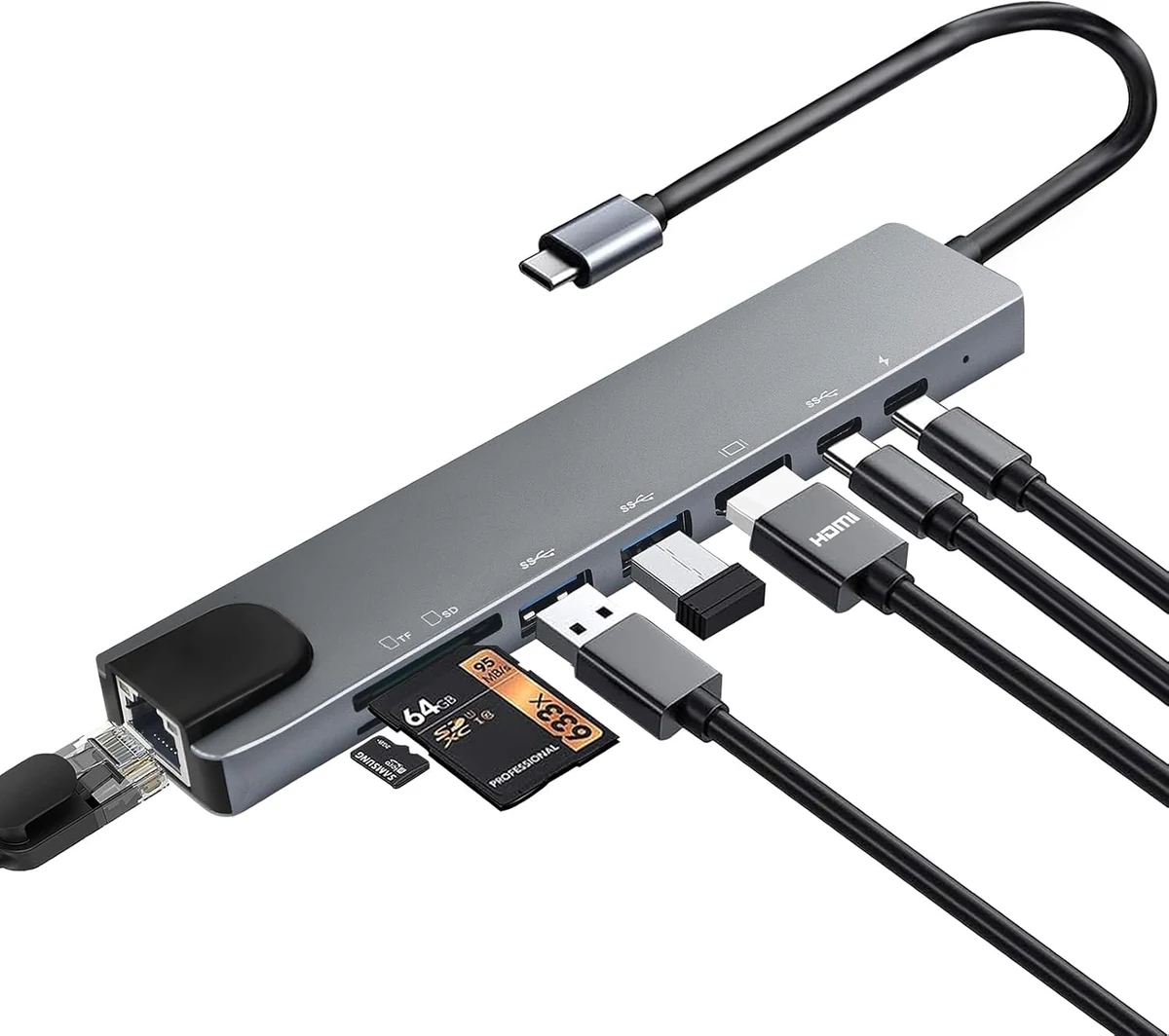 Hub USB-C 8 en 1 con Ethernet